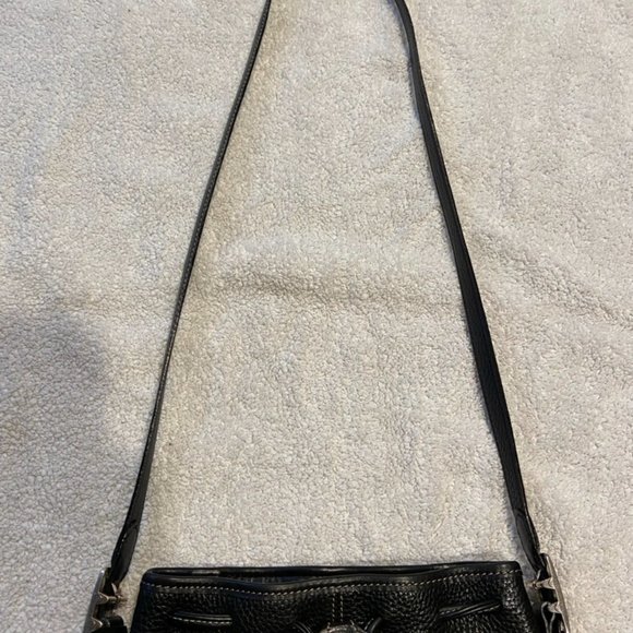 Brighton Heart Black Leather Medium Crossbody Shoulder Purse - Picture 3 of 11